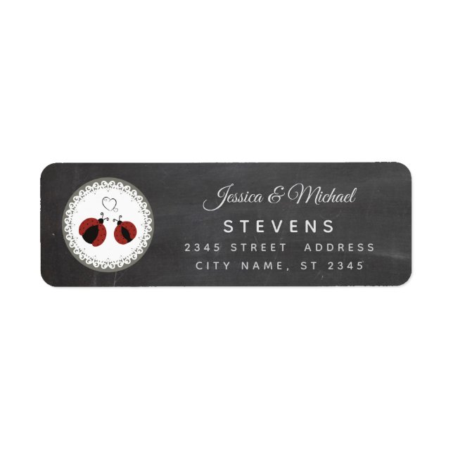Trendy cute romantic ladybugs couple chalkboard (Front)