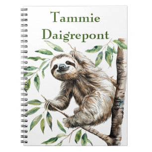 Trendy Cute Sloth In A Tree Notebook