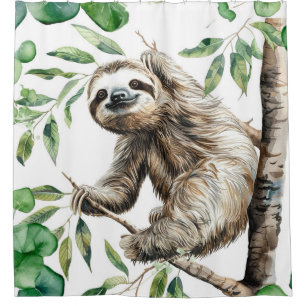Trendy Cute Sloth In A Tree Shower Curtain
