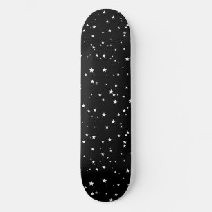 Trendy Cute Tiny White Stars on Black Sky  Skateboard