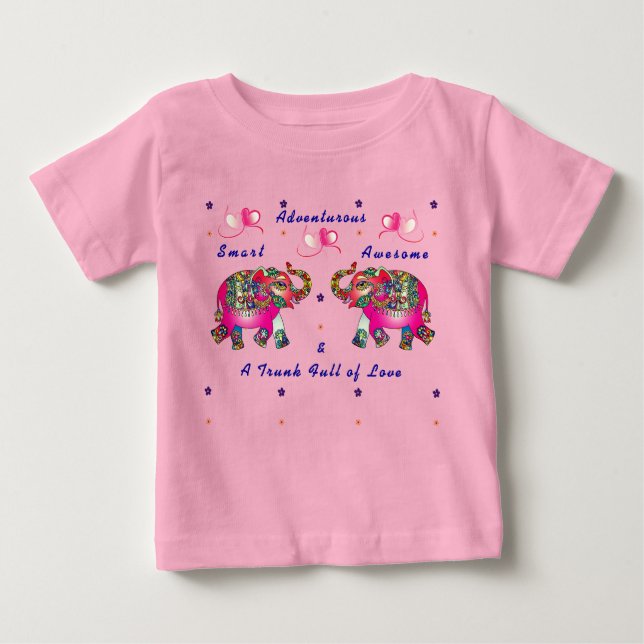 Trendy Cute Toddler Artsy Elephant Baby T-Shirt (Front)