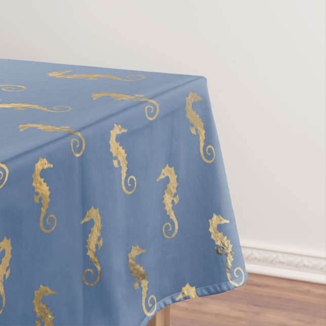 Trendy Cute Under The Sea Seahorse Ocean Birthday Tablecloth (In Situ)