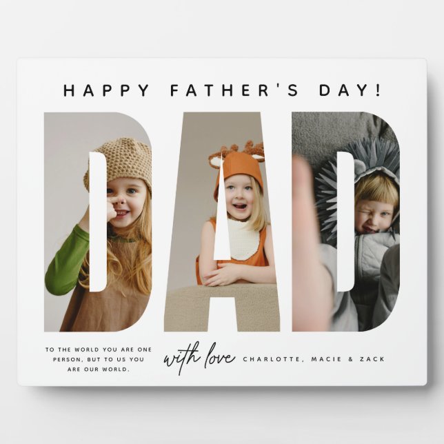 Trendy DAD Custom Photo Collage Plaque (Front)