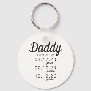Trendy Daddy Established Children Birth Date Name Key Ring