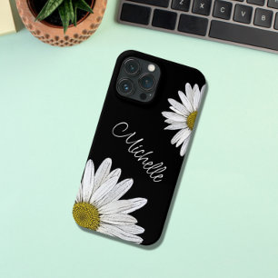 Trendy Daisies Personalised Black White iPhone 13 Pro Max Case