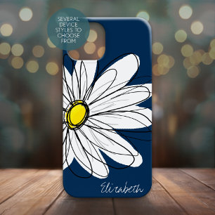 Trendy Daisy Floral Illustration Custom name