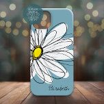 Trendy Daisy Floral Illustration Custom name iPhone 13 Mini Case<br><div class="desc">A zen and whimsical,  hipster cover.</div>