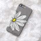Trendy Daisy Floral Illustration - gray and yellow