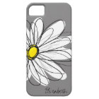 Trendy Daisy Floral Illustration - grey and yellow