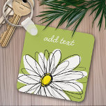 Trendy Daisy Floral Illustration - lime and yellow Key Ring<br><div class="desc">A zen and whimsical,  hipster piece of art. You can add a name,  monogram or other custom text. If you need to move the art around,  click on the customise button to make changes.</div>