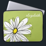 Trendy Daisy Floral Illustration - lime and yellow Laptop Sleeve<br><div class="desc">A zen and whimsical,  hipster piece of art. You can add a name,  monogram or other custom text. If you need to move the art around,  click on the customise button to make changes.</div>