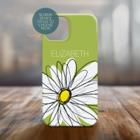 Trendy Daisy Floral Illustration lime green yellow