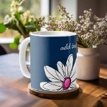 Trendy Daisy Floral Illustration - navy and pink Coffee Mug<br><div class="desc">A zen and whimsical,  hipster piece of art. You can add a name,  monogram or other custom text. If you need to move the art around,  click on the customise button to make changes.</div>