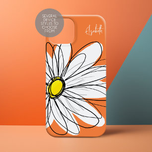 Trendy Daisy Floral Illustration - orange yellow iPhone 16 Pro Max Case