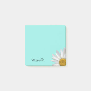 Trendy Daisy Personalised Teal Green Post-it Notes
