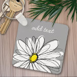 Trendy Daisy with gray and yellow Key Ring<br><div class="desc">A zen and whimsical,  hipster piece of art. You can add a name,  monogram or other custom text. If you need to move the art around,  click on the customize button to make changes.</div>