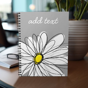 Trendy Daisy with gray and yellow Spiral Notebook