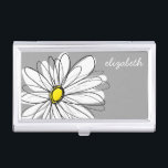 Trendy Daisy with grey and yellow Business Card Holder<br><div class="desc">A zen and whimsical,  hipster piece of art. You can add a name,  monogram or other custom text. If you need to move the art around,  click on the customise button to make changes.</div>
