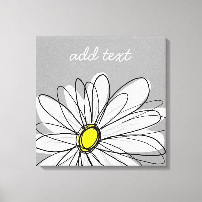 Trendy Daisy with grey and yellow Canvas Print (Front)