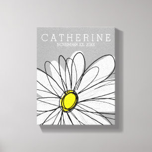 Trendy Daisy with grey and yellow Canvas Print