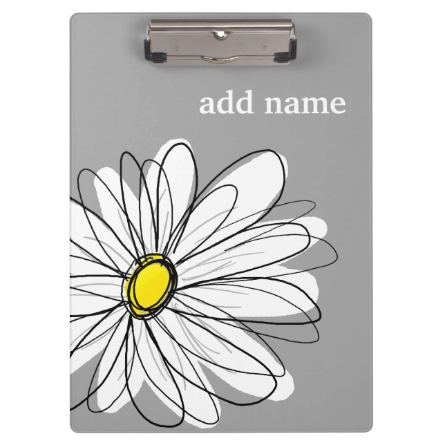 Trendy Daisy with grey and yellow Clipboard (Front)
