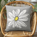 Trendy Daisy with grey and yellow Cushion<br><div class="desc">A zen and whimsical,  hipster piece of art. You can add a name,  monogram or other custom text. If you need to move the art around,  click on the customise button to make changes.</div>