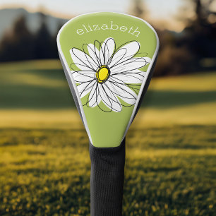 Trendy Daisy with grey and yellow green Golf Head Cover