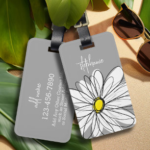 Trendy Daisy with grey and yellow Luggage Tag