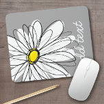 Trendy Daisy with grey and yellow Mouse Pad<br><div class="desc">A zen and whimsical,  hipster piece of art. You can add a name,  monogram or other custom text. If you need to move the art around,  click on the customise button to make changes.</div>