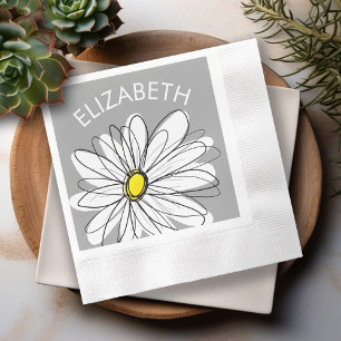 Trendy Daisy with grey and yellow party Napkin
