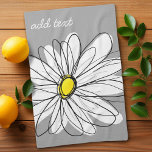 Trendy Daisy with grey and yellow Tea Towel<br><div class="desc">A zen and whimsical,  hipster piece of art. You can add a name,  monogram or other custom text. If you need to move the art around,  click on the customise button to make changes.</div>
