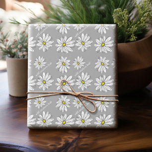 Trendy Daisy with grey and yellow Wrapping Paper