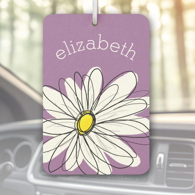 Trendy Daisy with Lilac and yellow Car Air Freshener (Personalized Car Air Freshener)