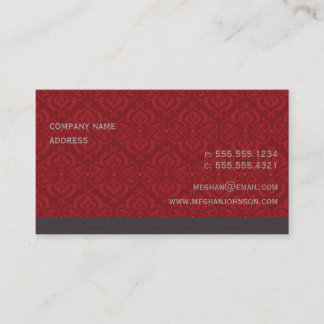 Trendy Damask Crimson Business Card Template