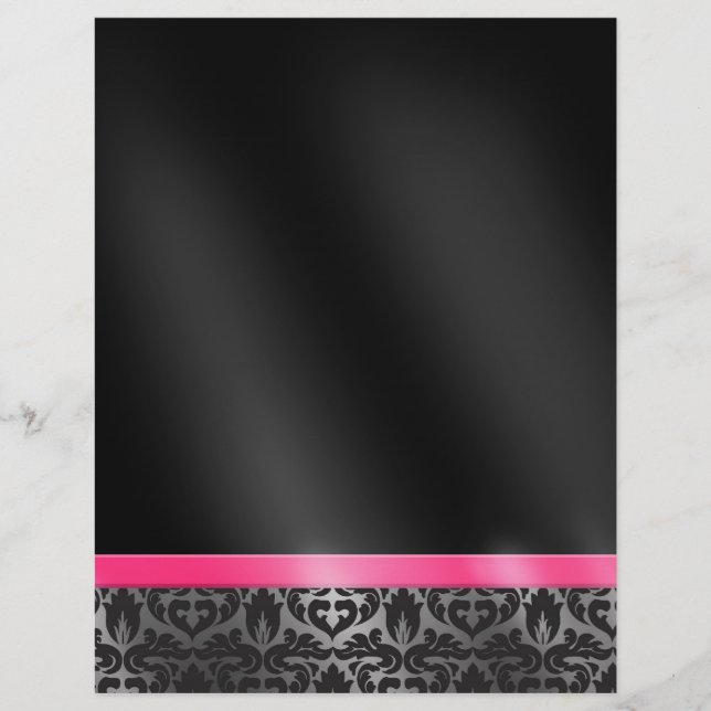 Trendy Damask Pink and Black Flyer (Front)