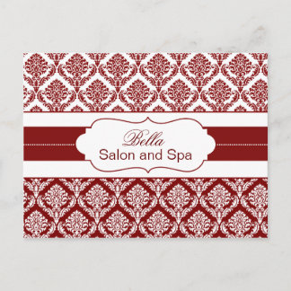 trendy damask red business ThankYou Cards