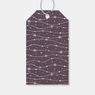 Trendy Dark Dusky Violet - Snowflakes Gift Tags