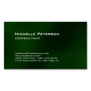 Trendy Dark Green Minimalist Modern Plain Magnetic Business Card