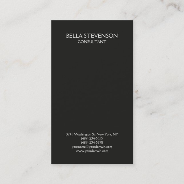 Trendy Dark Grey Plain Simple Minimalist Stylish Business Card (Front)