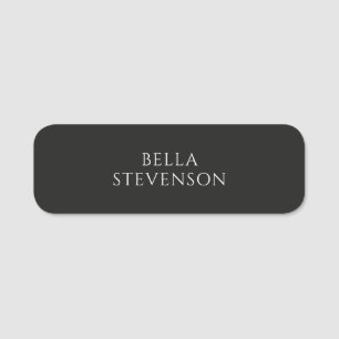 Trendy Dark Grey Plain Simple Minimalist Stylish Name Tag