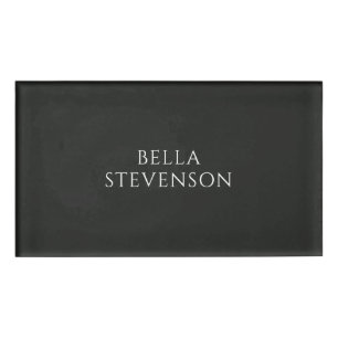 Trendy Dark Grey Plain Simple Minimalist Stylish Name Tag