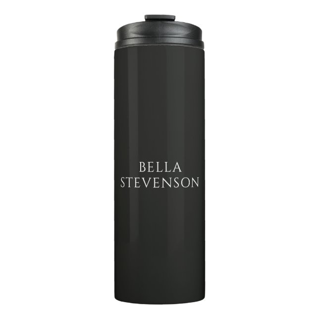 Trendy Dark Grey Plain Simple Minimalist Stylish Thermal Tumbler (Front)