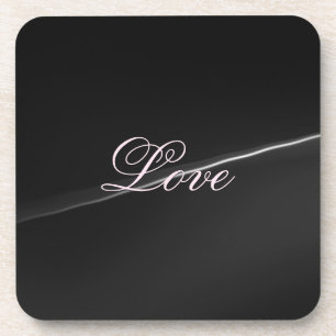 Trendy Dark Grey Wave Love Wedding Calligraphy Coaster