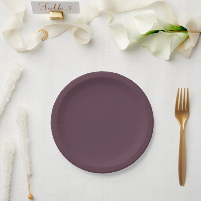 Trendy Dark Plum Brown - Paper Plates (Wedding)
