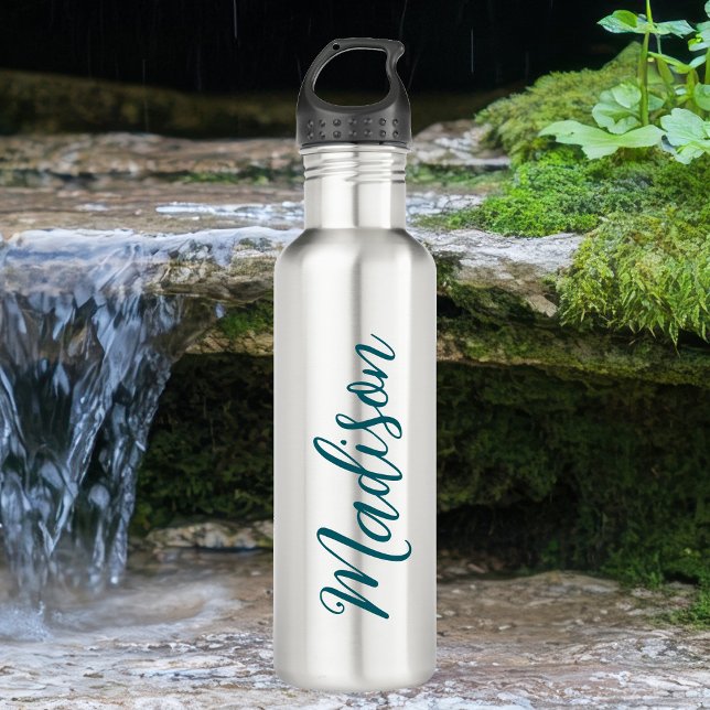 Trendy Dark Turquoise Handwritten Script Custom 710 Ml Water Bottle (Creator Uploaded)
