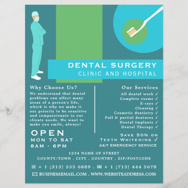 Trendy Dentist Design, Dentistry, Dentist Advert Flyer (Front)