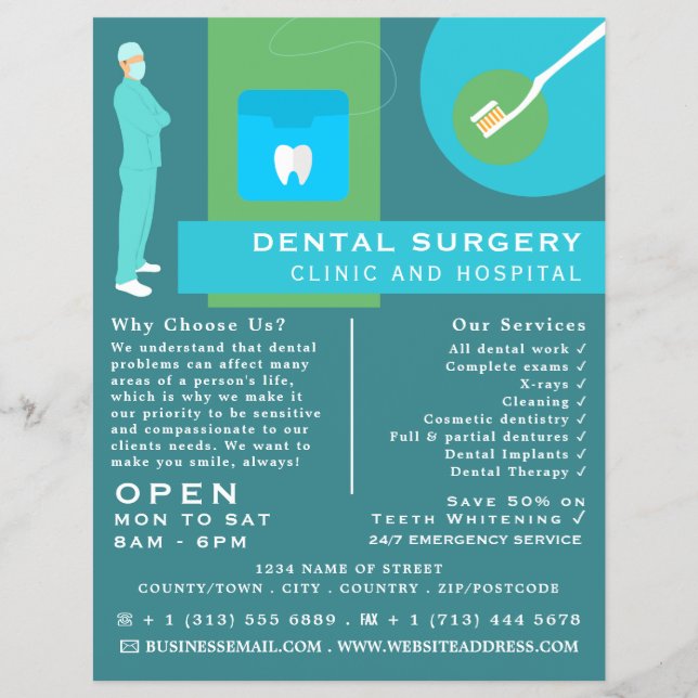 Trendy Dentist Design, Dentistry, Dentist Advert Flyer (Front)