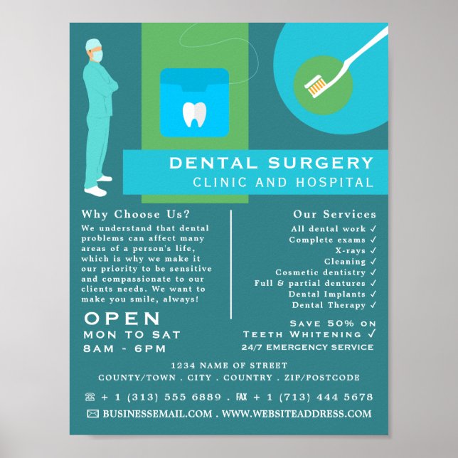 Trendy Dentist Design, Dentistry, Dentist Advert Poster (Front)