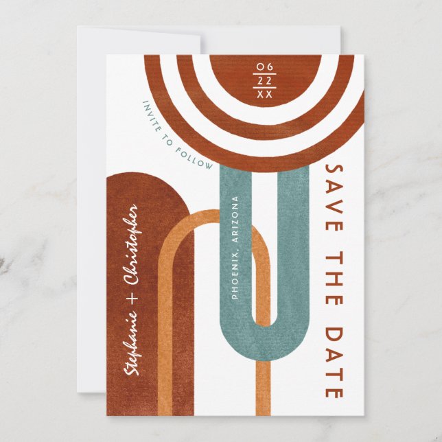 Trendy Desert Modern Arches Wedding Save the Date (Front)