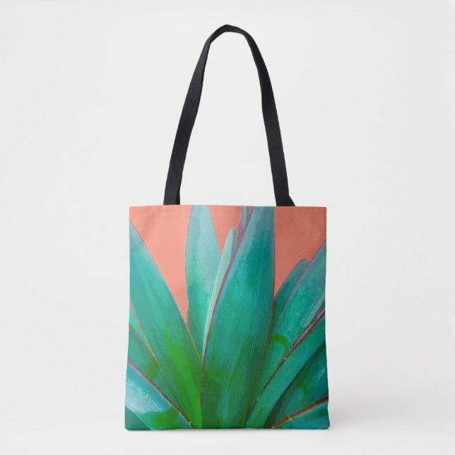 Trendy Desert Succulent Green Agave Tote Bag (Front)